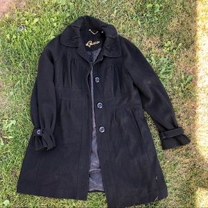 Guess women’s wool long coat puff sleeve XL